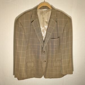 Gerald Austin 46S Blazer Mens Taupe Houndstooth Check 2 Button Italy Style